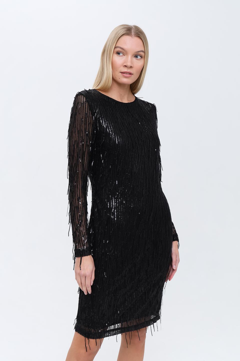 Платье Taifun с бахромой чёрное