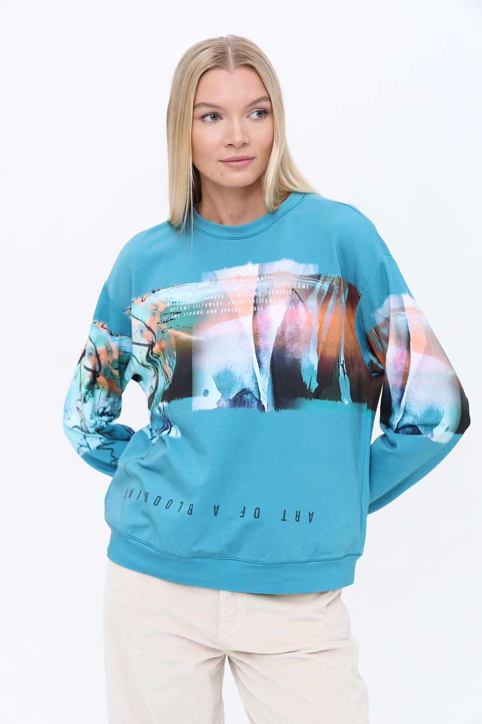 Пуловер Lecomte с принтом бирюзовый