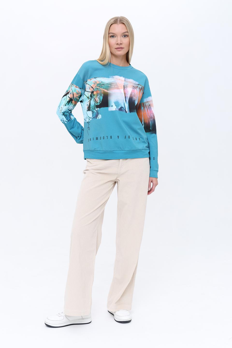 Пуловер Lecomte с принтом бирюзовый