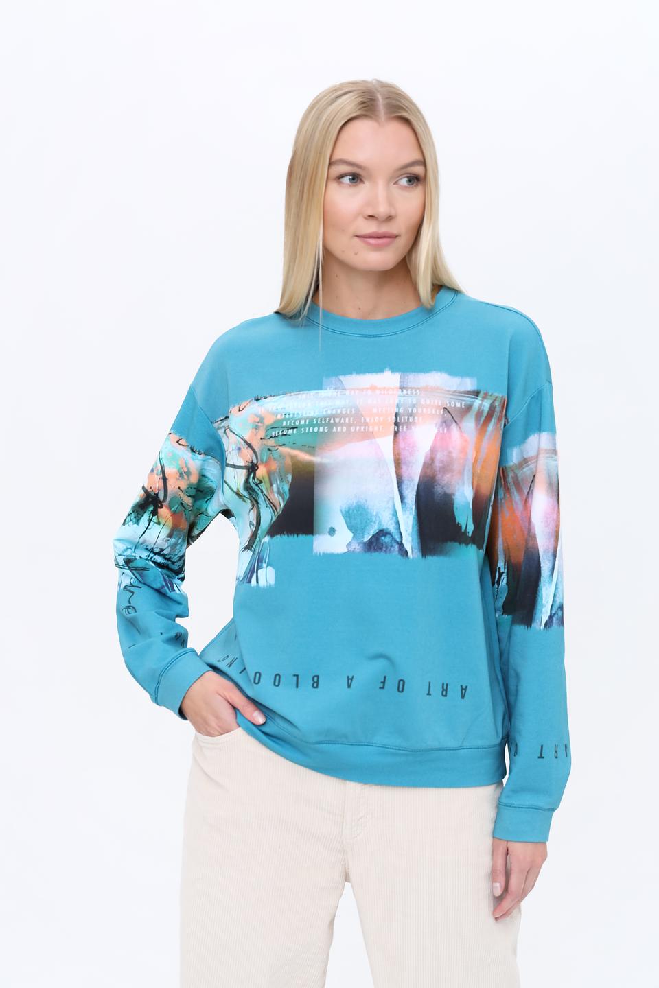 Пуловер Lecomte с принтом бирюзовый