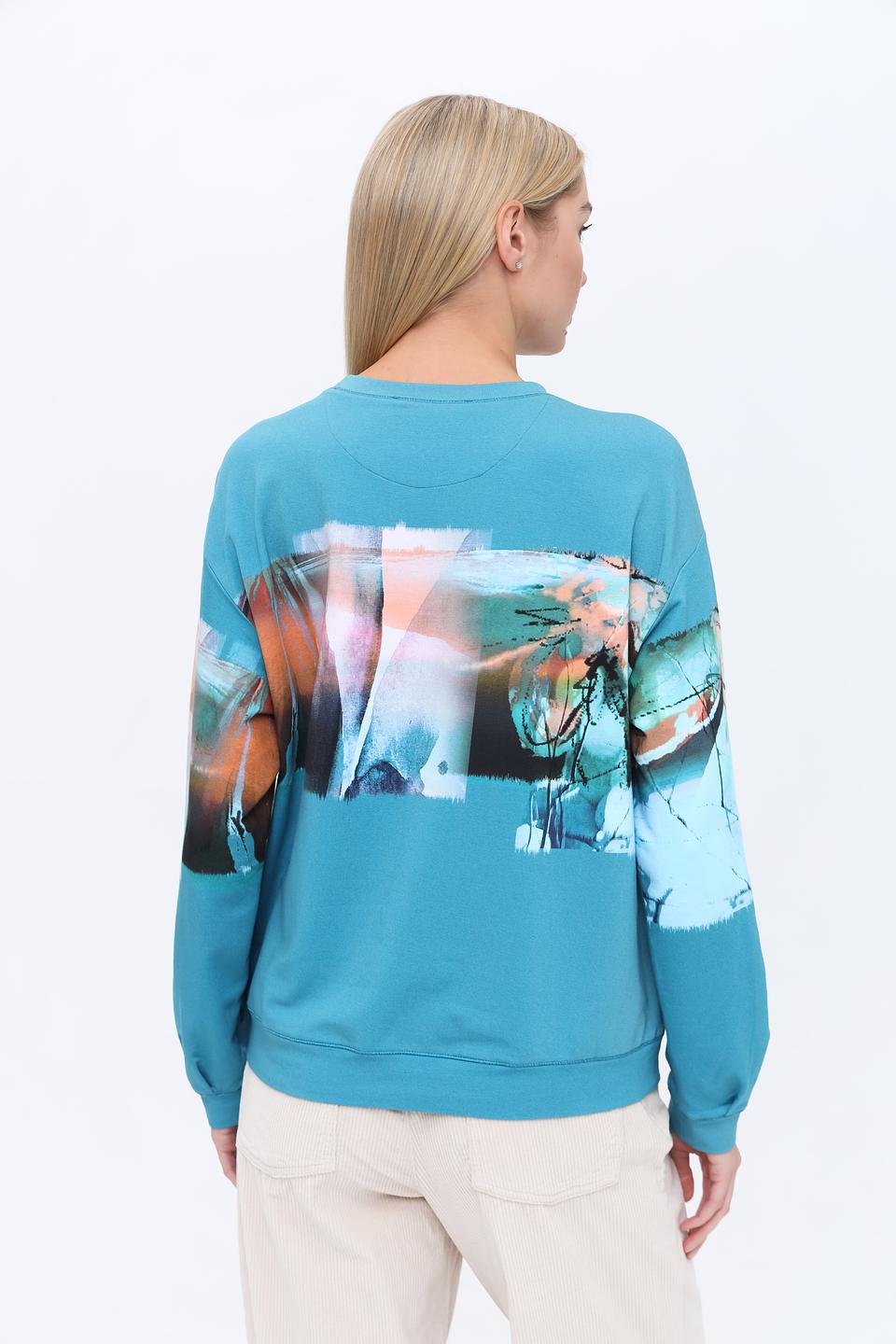 Пуловер Lecomte с принтом бирюзовый