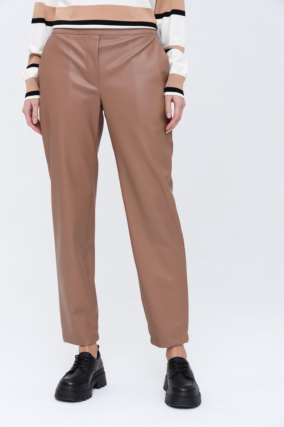 Брюки Icona из экокожи коричневые