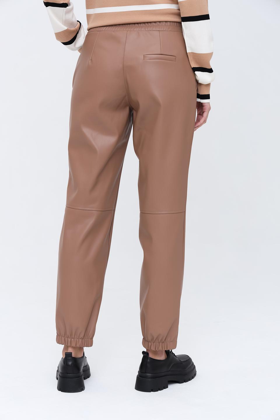 Брюки Icona из экокожи коричневые