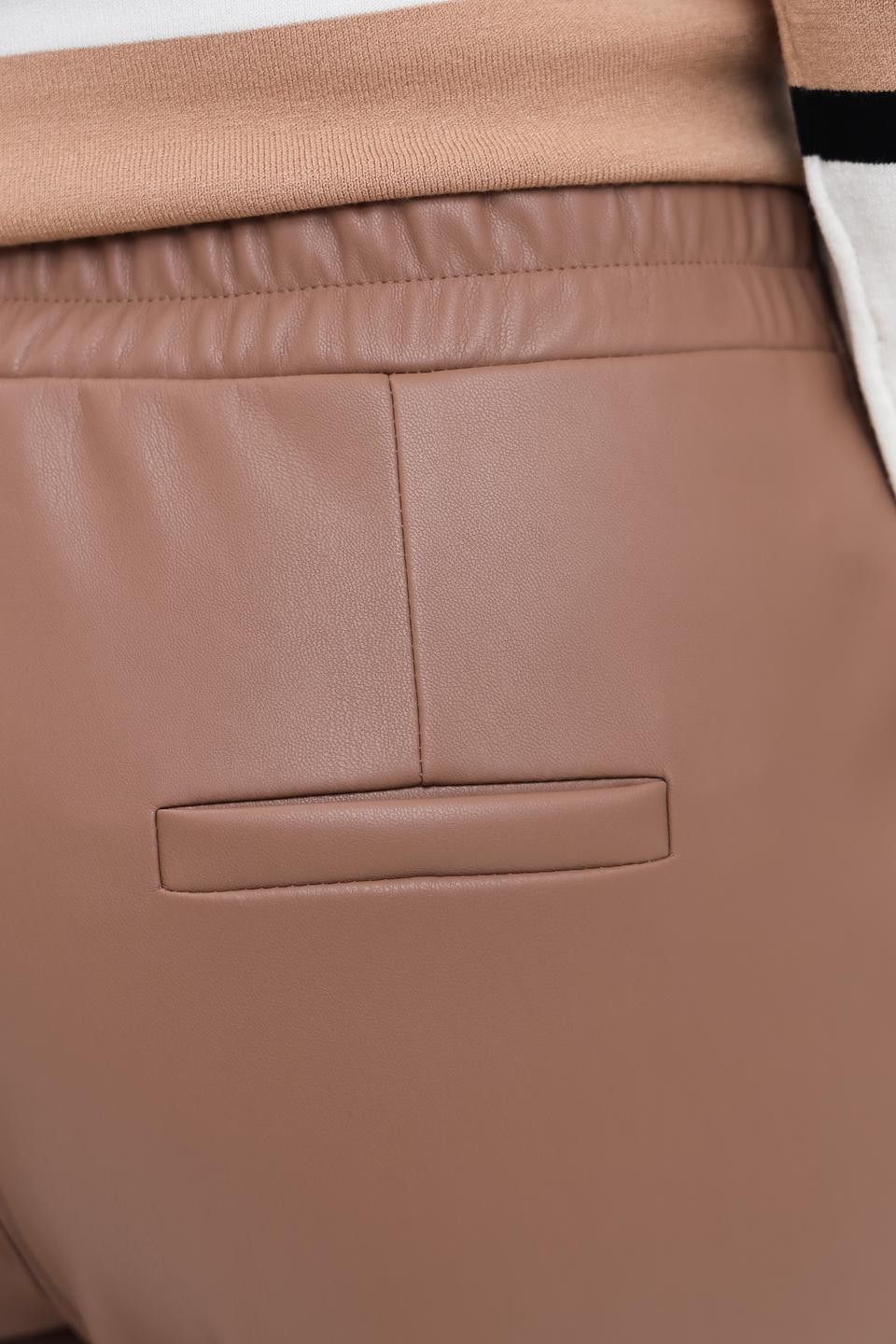 Брюки Icona из экокожи коричневые