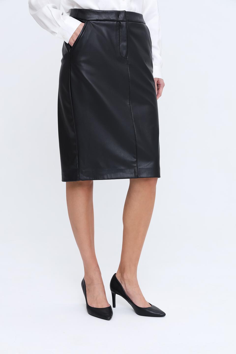Юбка More and More кожаная чёрная