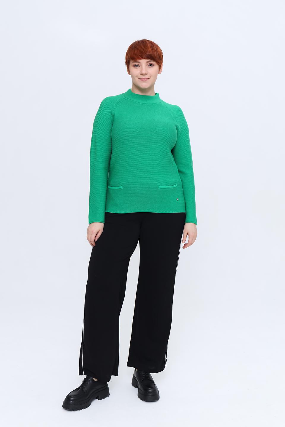 Пуловер Rabe collection зелёный с карманами