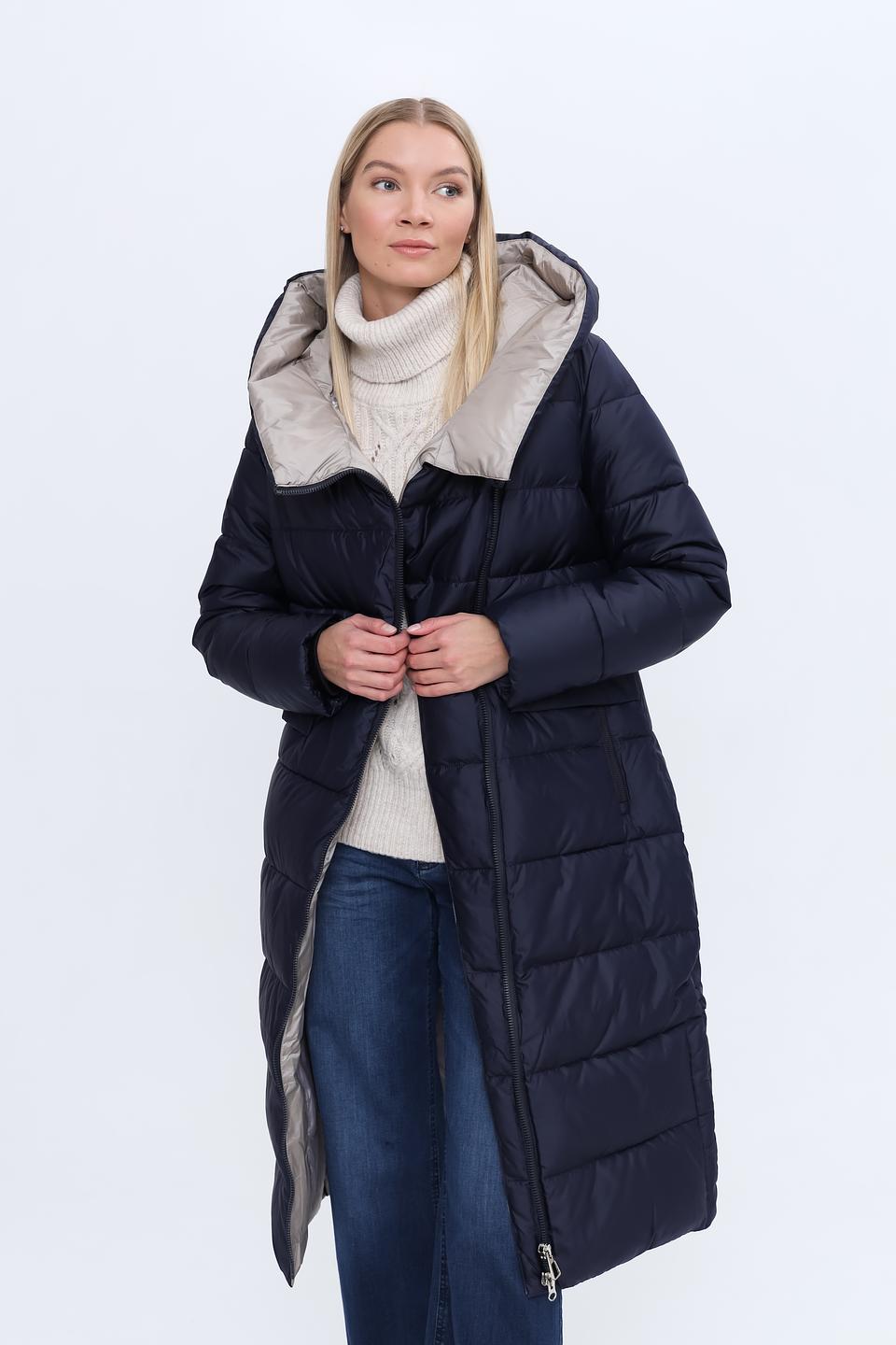 Пальто Pezzo стеганое тёмно-синее