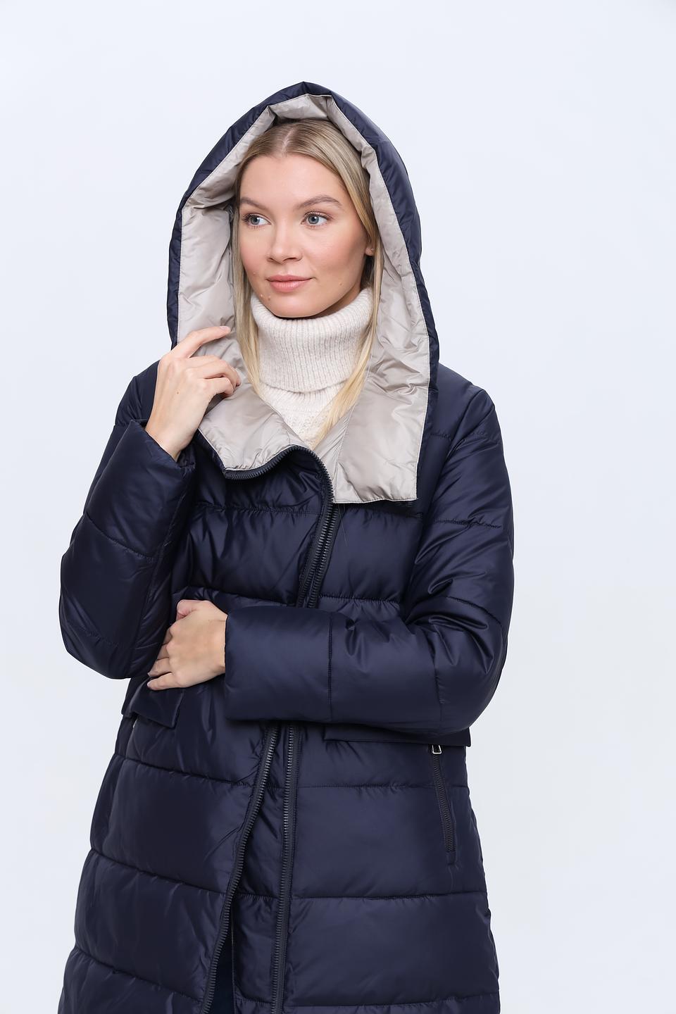 Пальто Pezzo стеганое тёмно-синее