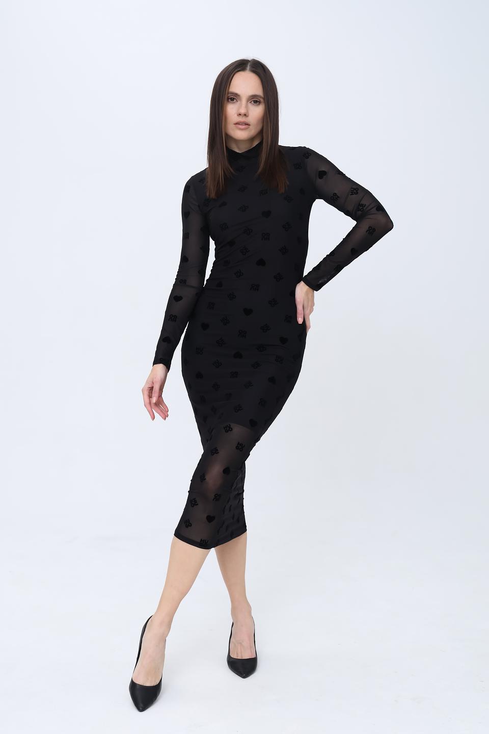 Платье Hugo с узором чёрное