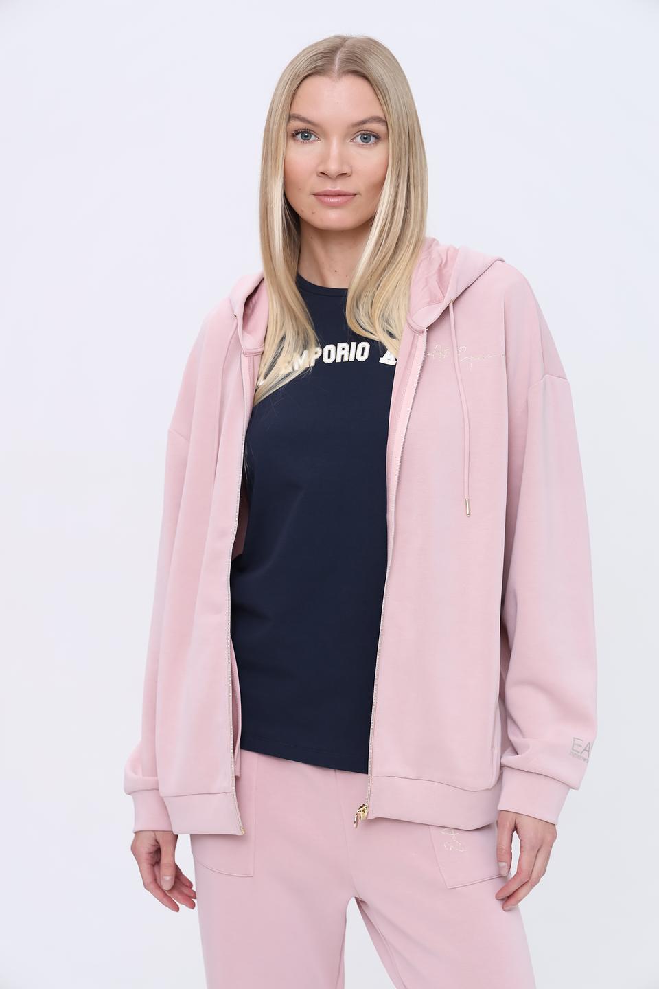 Толстовка EA7 женская пудрово-розовая