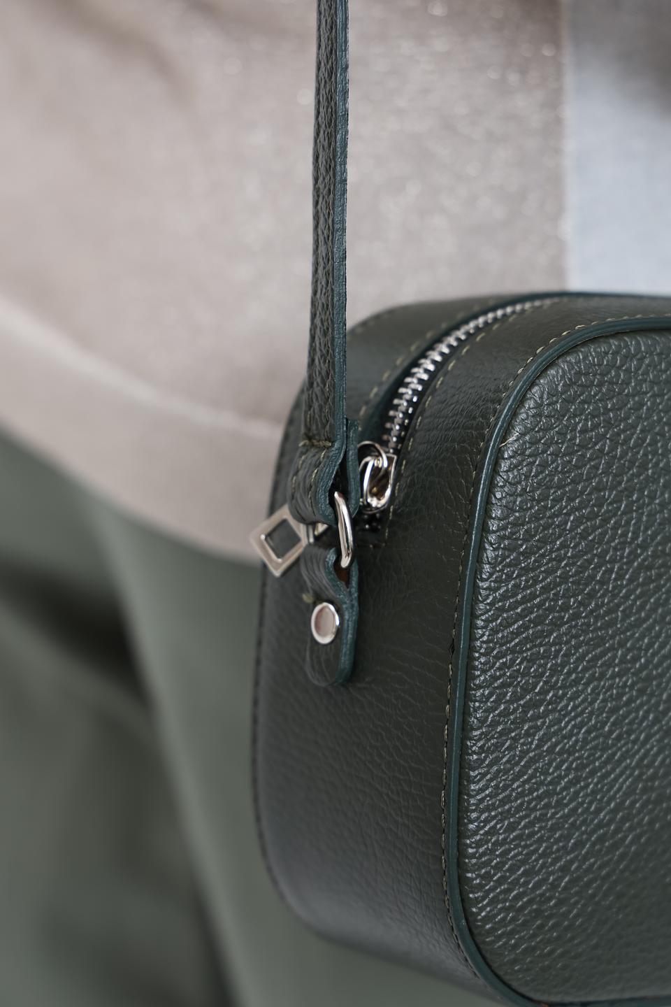 Сумка Marina Volpe кожаная тёмно-зелёная