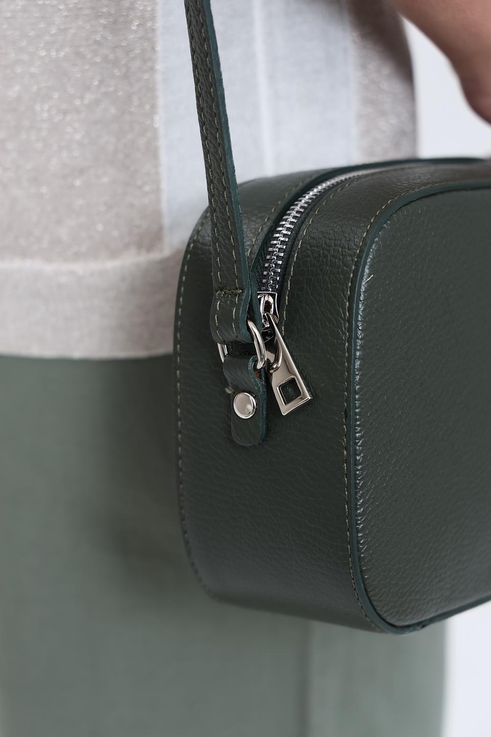 Сумка Marina Volpe кожаная тёмно-зелёная