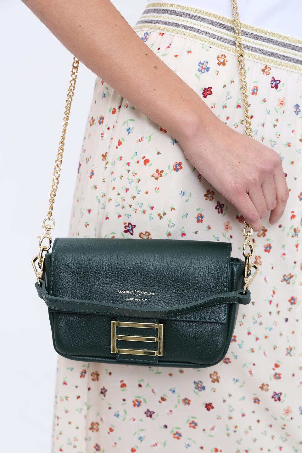 Сумка Marina Volpe кожаная зелёная