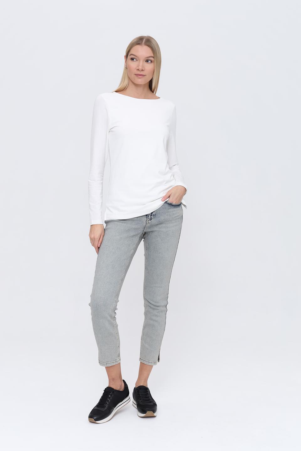 Джинсы Oui серый с потертостями