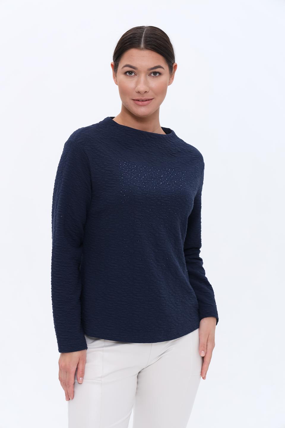 Пуловер Rabe collection тёмно-синий с вышивкой
