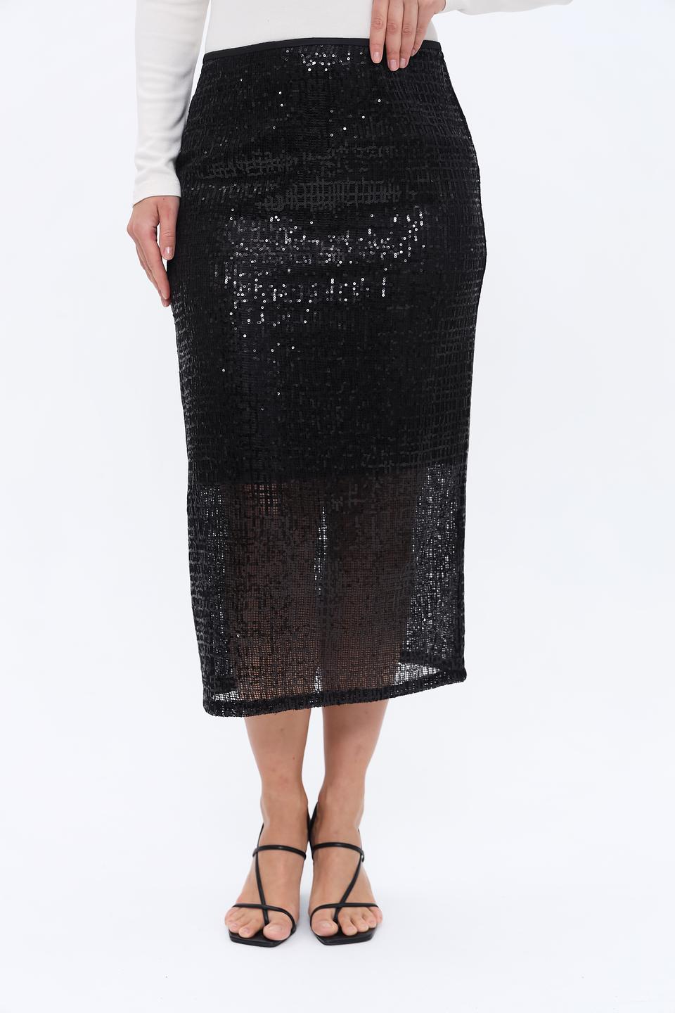 Юбка Lecomte с пайетками черная
