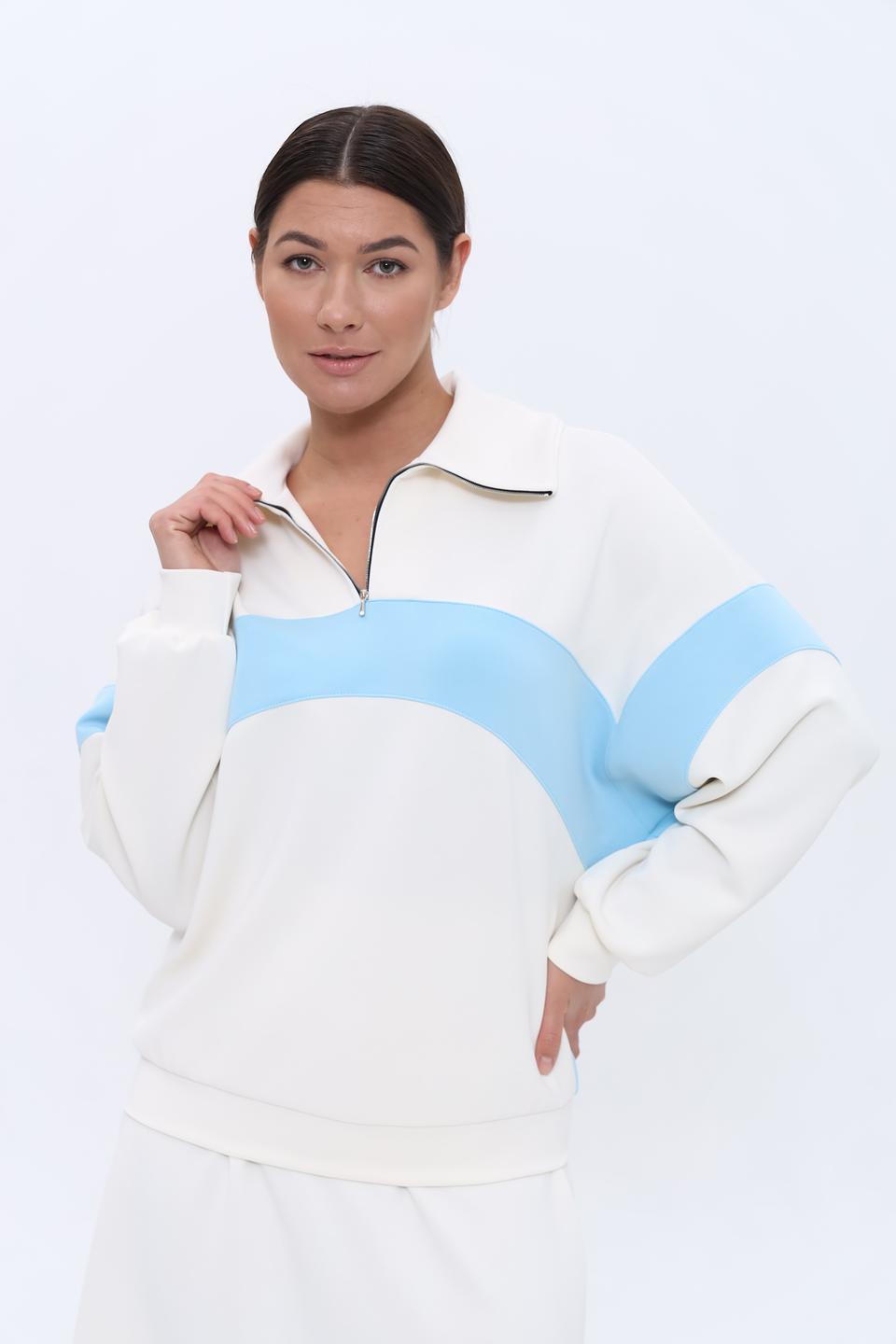 Пуловер Beatris с молнией голубой