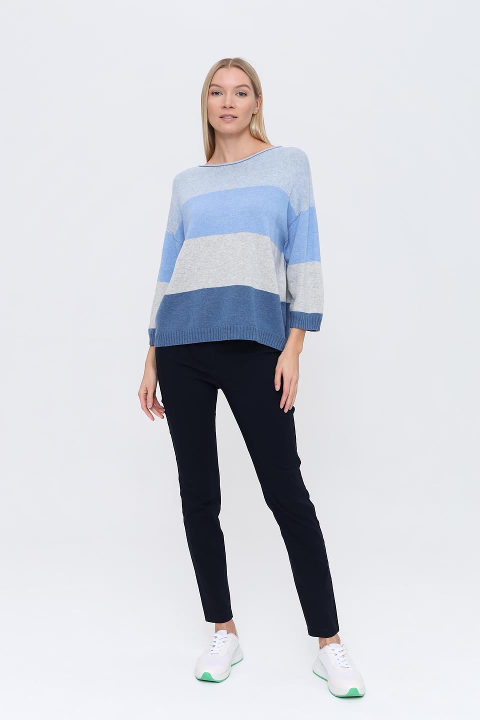 Пуловер Oui в полоску голубой