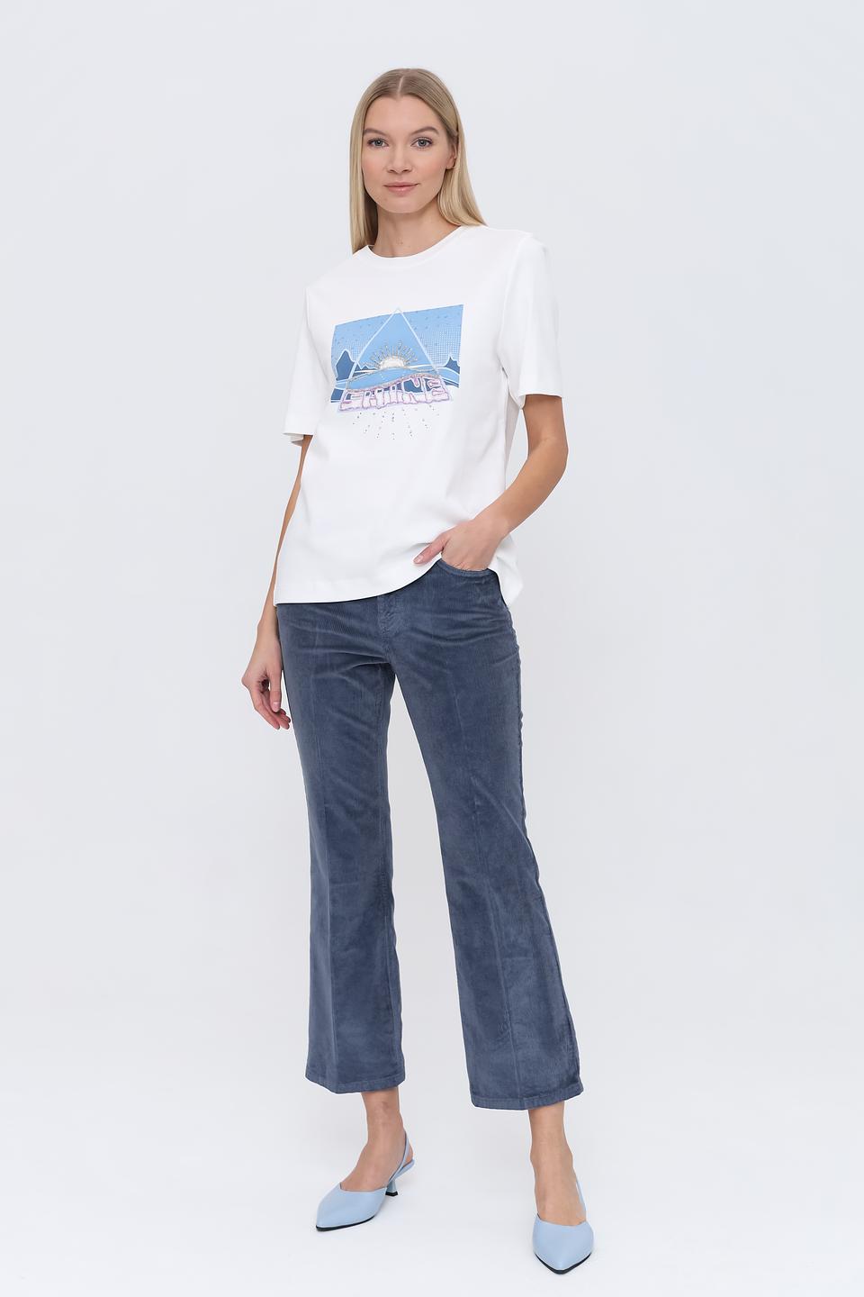 Брюки вельветовые Oui синие