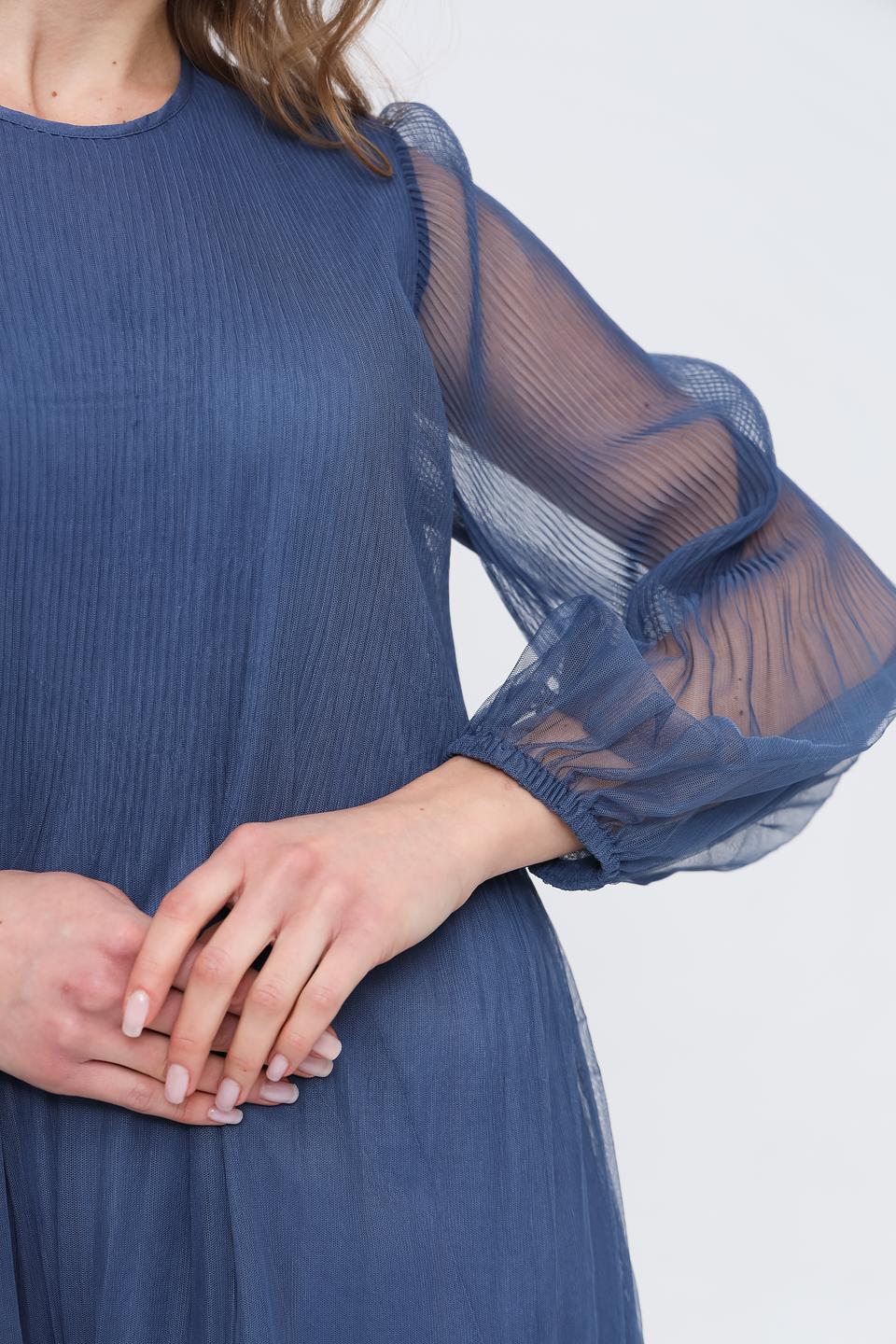 Платье Oui плиссе синее