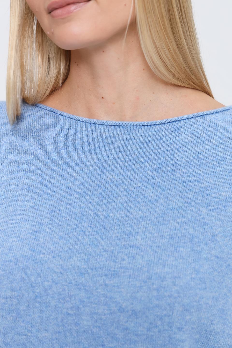 Пуловер Oui голубой с карманом