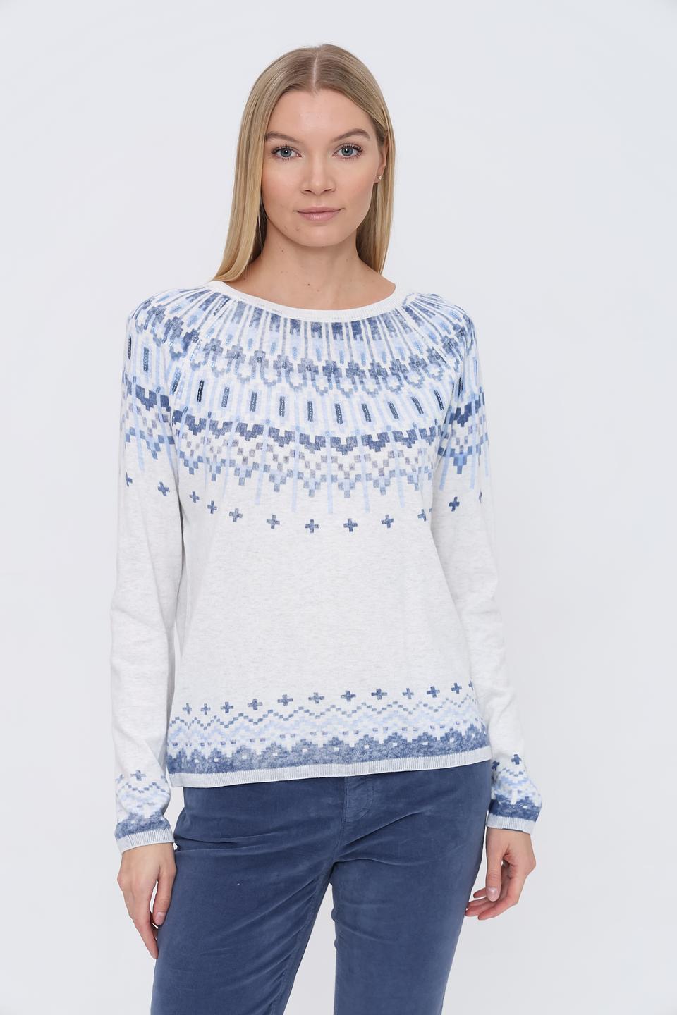 Пуловер Oui с узором белый