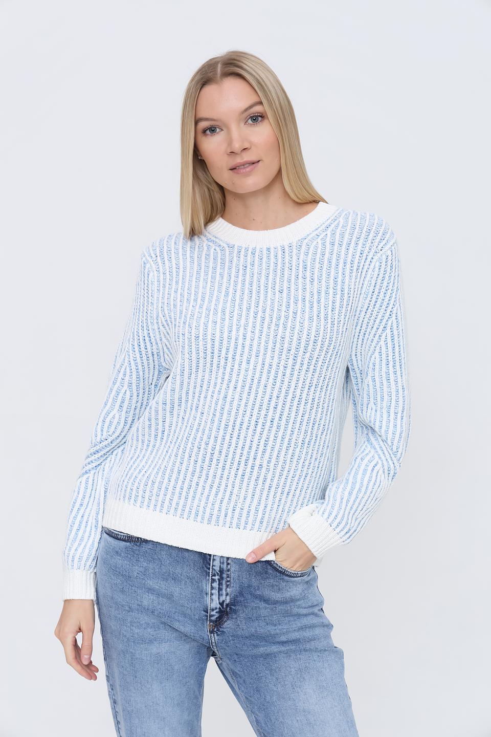 Пуловер Oui в полоску голубой