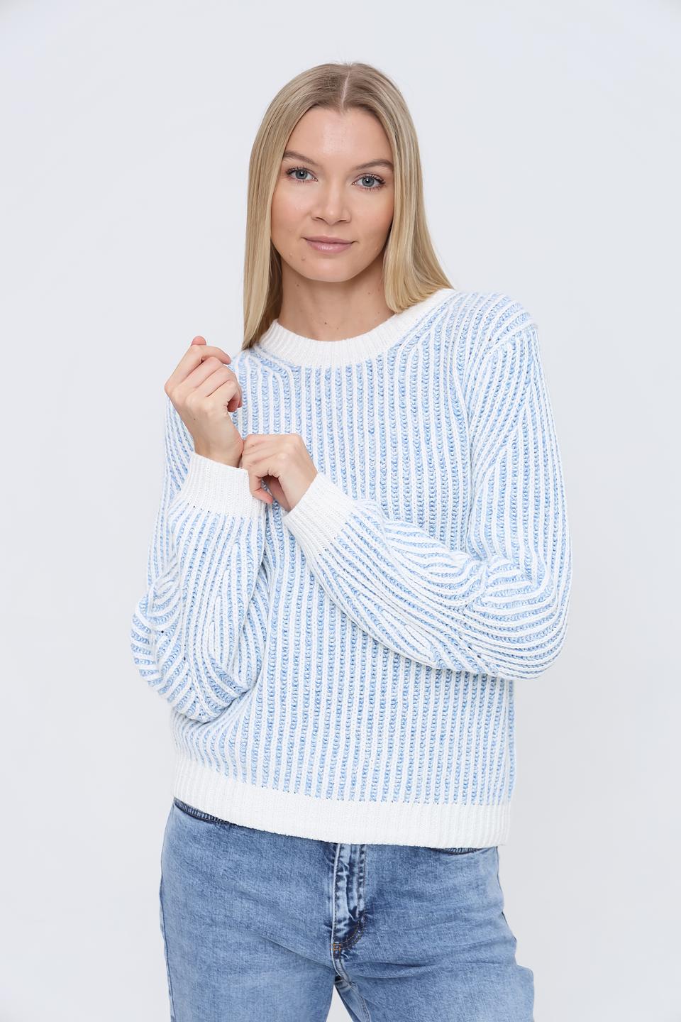 Пуловер Oui в полоску голубой
