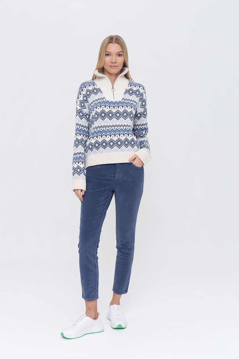 Пуловер Oui с узором голубой