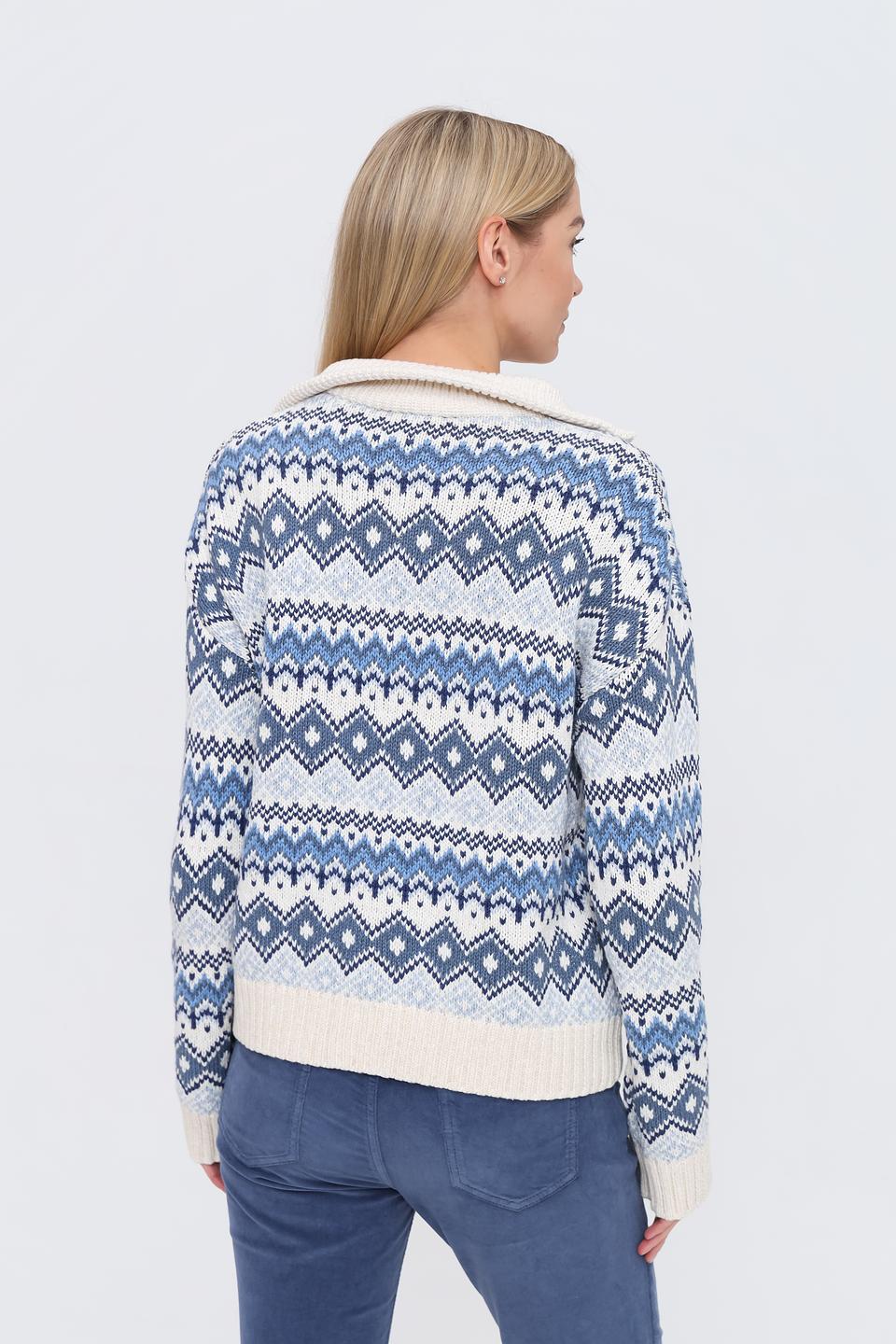 Пуловер Oui с узором голубой