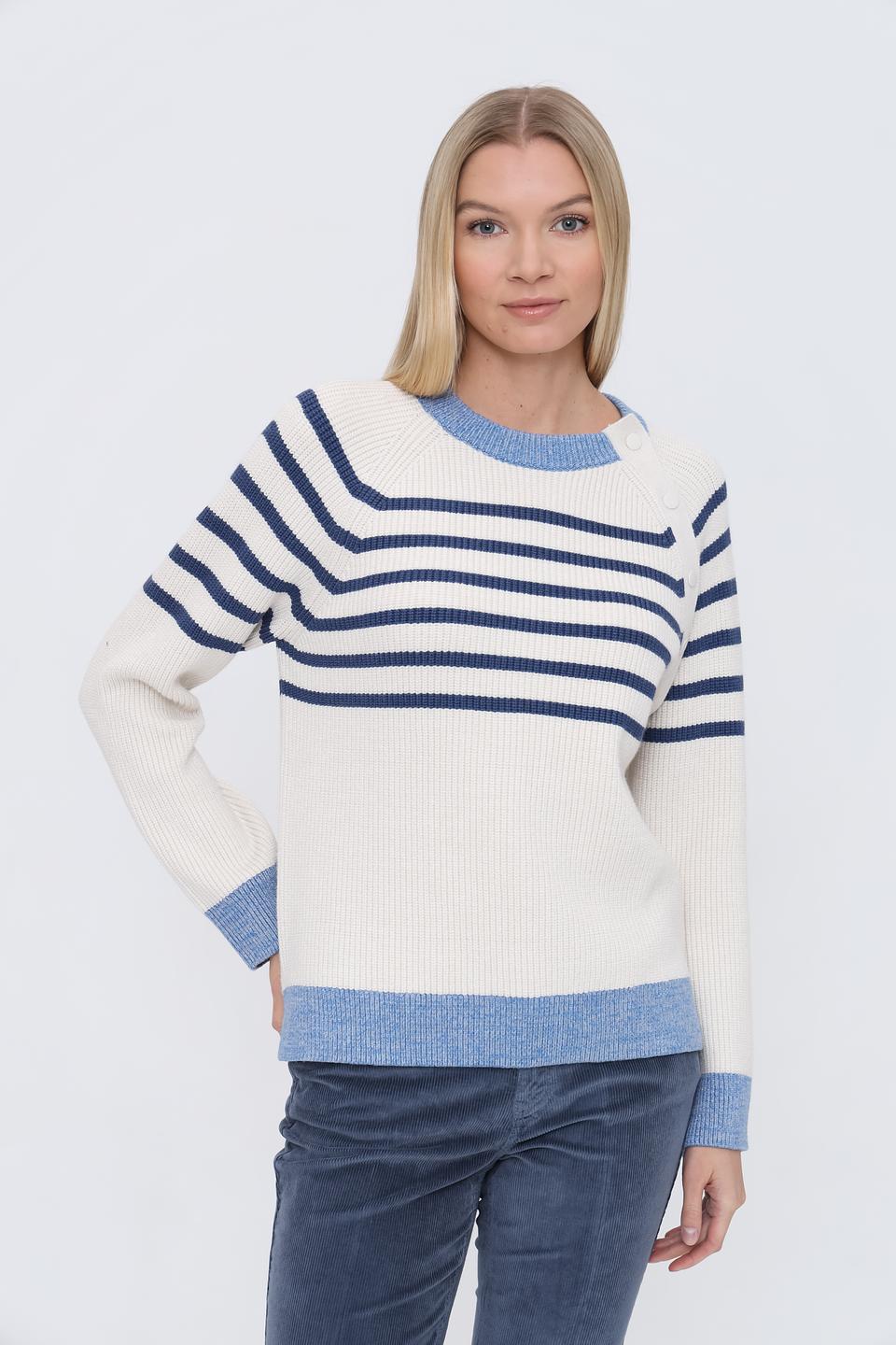 Пуловер Oui в полоску кремовый
