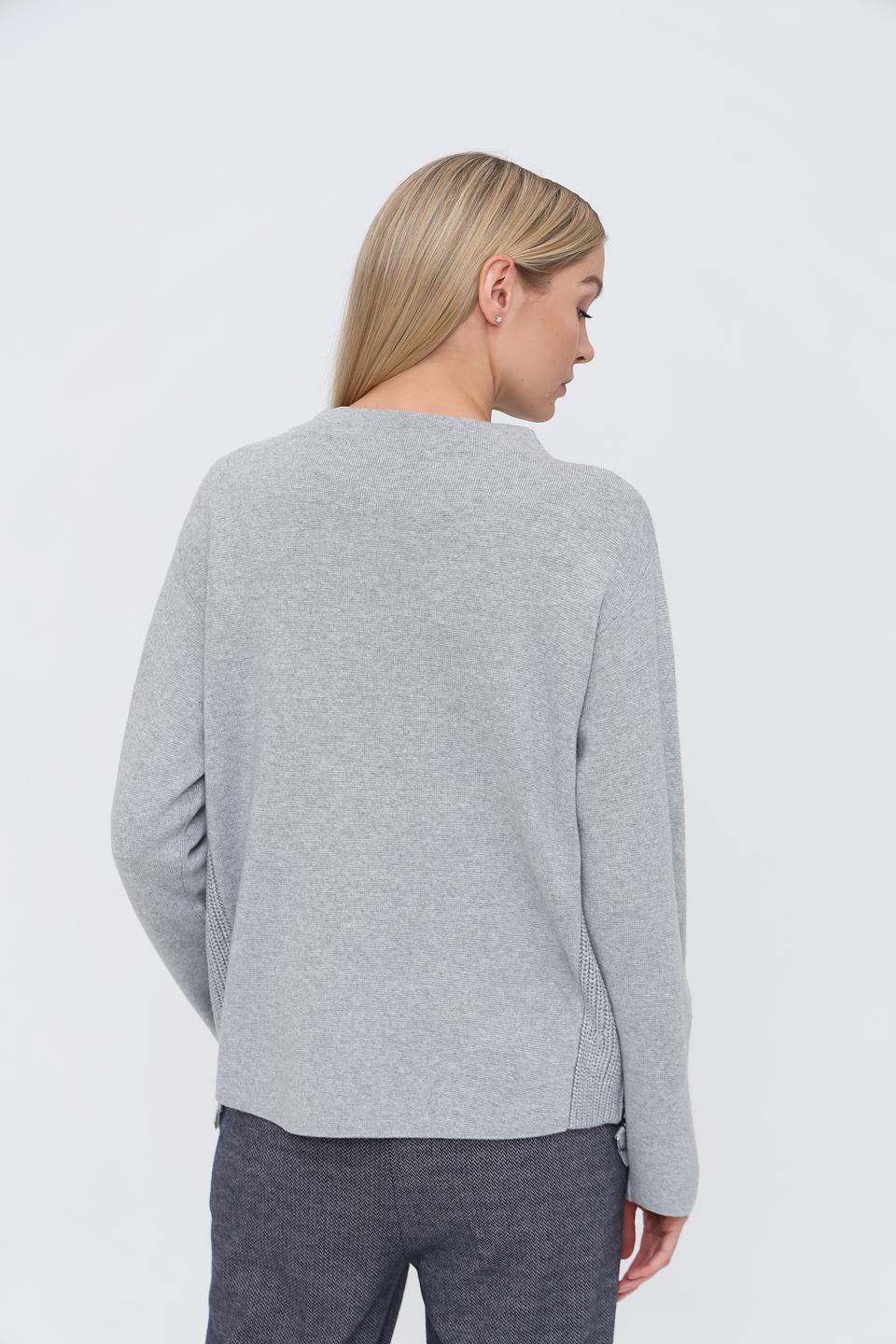 Пуловер Oui серый с сеткой