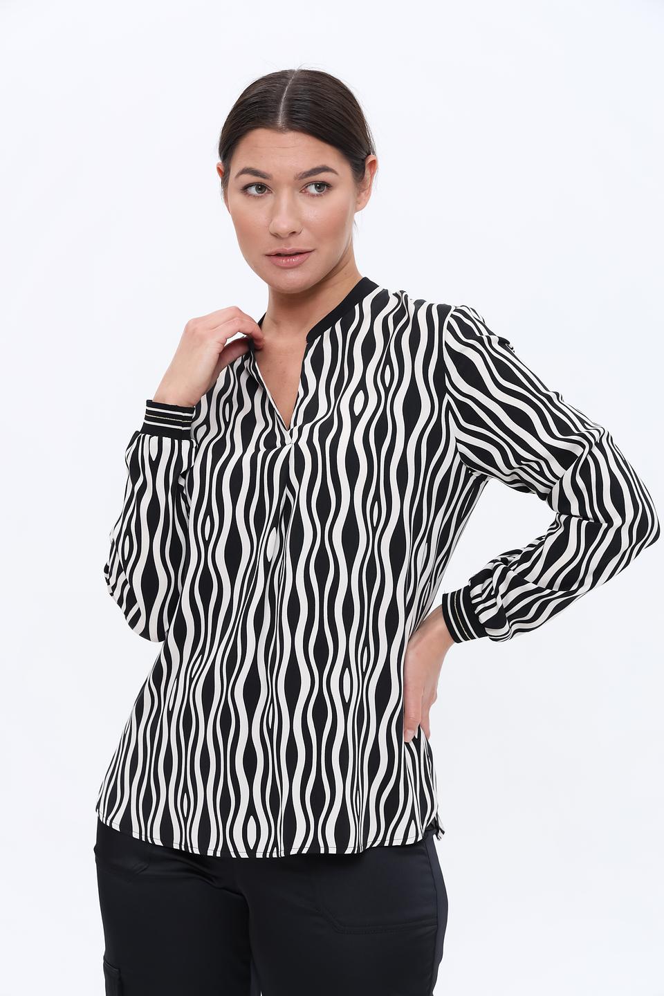 Блуза Bianca с волнистым принтом