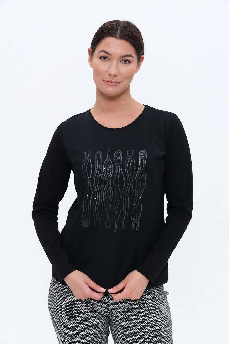 Лонгслив Bianca с принтом чёрный