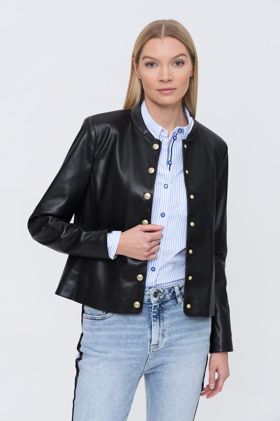 Куртка Bianca из экокожи чёрная