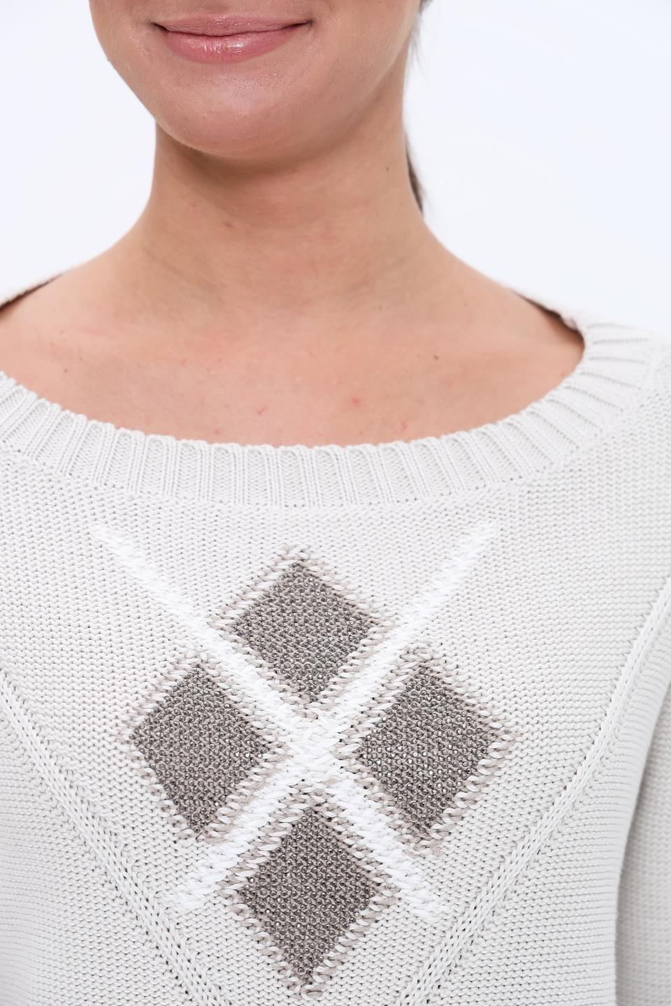 Пуловер Monari с ромбами бежевый