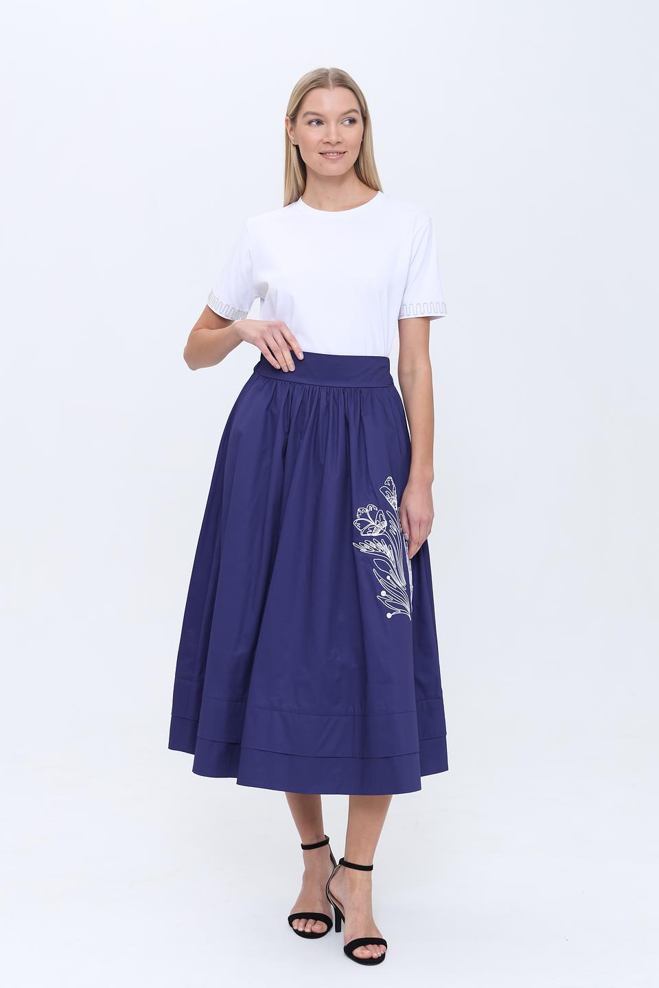 Юбка Pezzo с вышивкой синяя