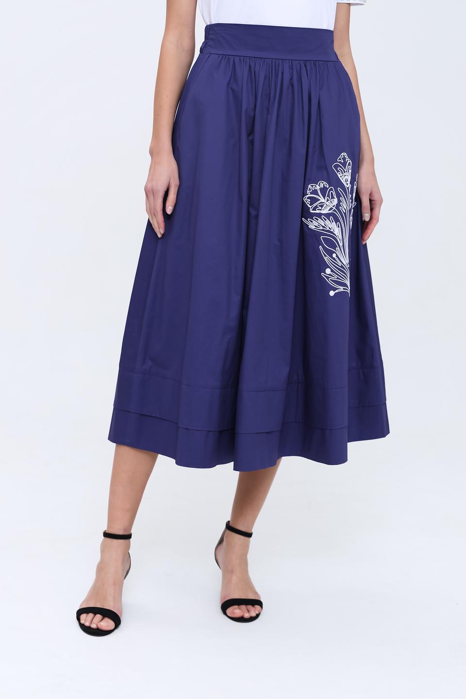 Юбка Pezzo с вышивкой синяя