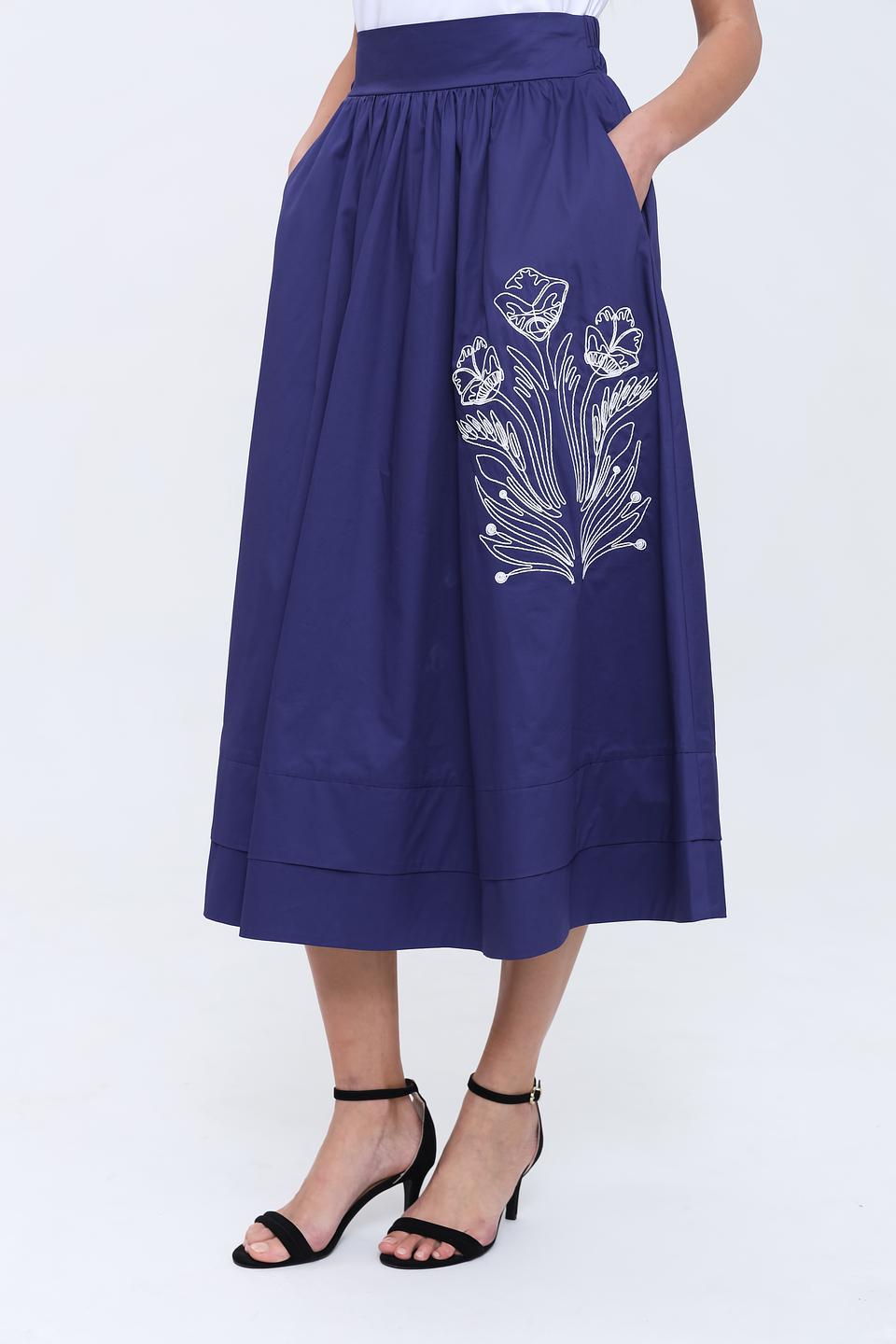 Юбка Pezzo с вышивкой синяя
