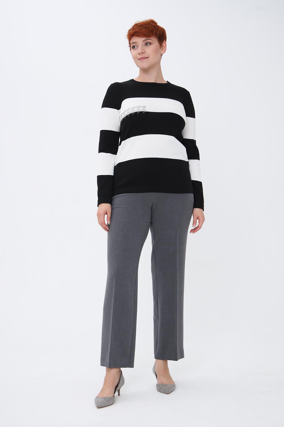 Пуловер Lebek в полоску чёрный