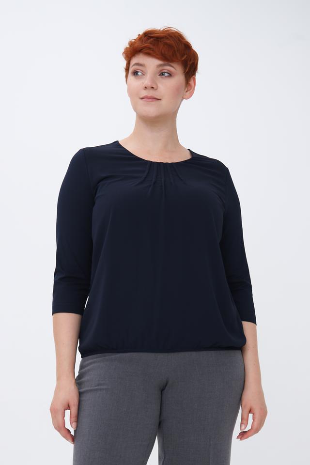 Блуза Sommer mann темно-синяя с драпировкой