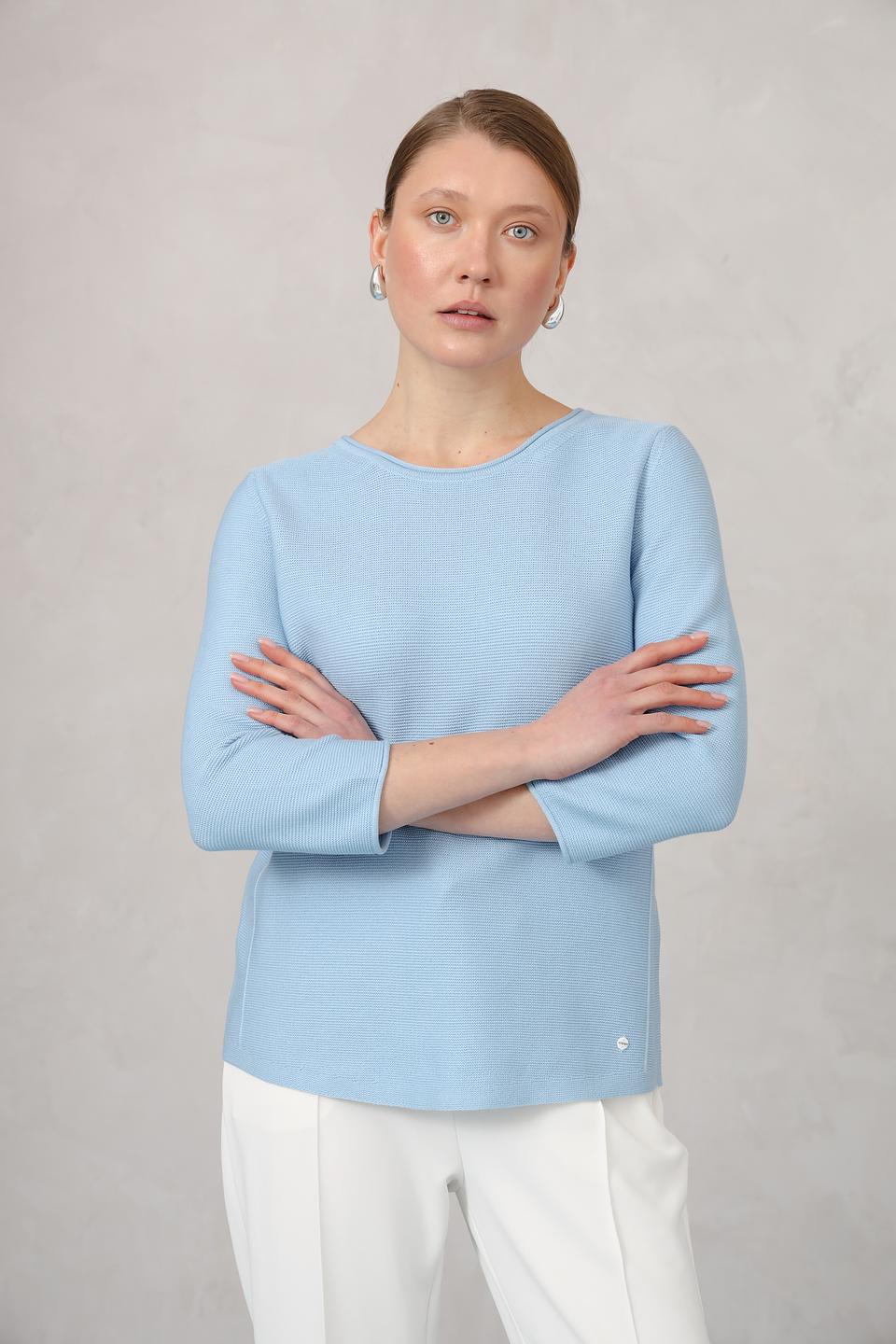 Пуловер Olsen голубой с рукавом 3/4