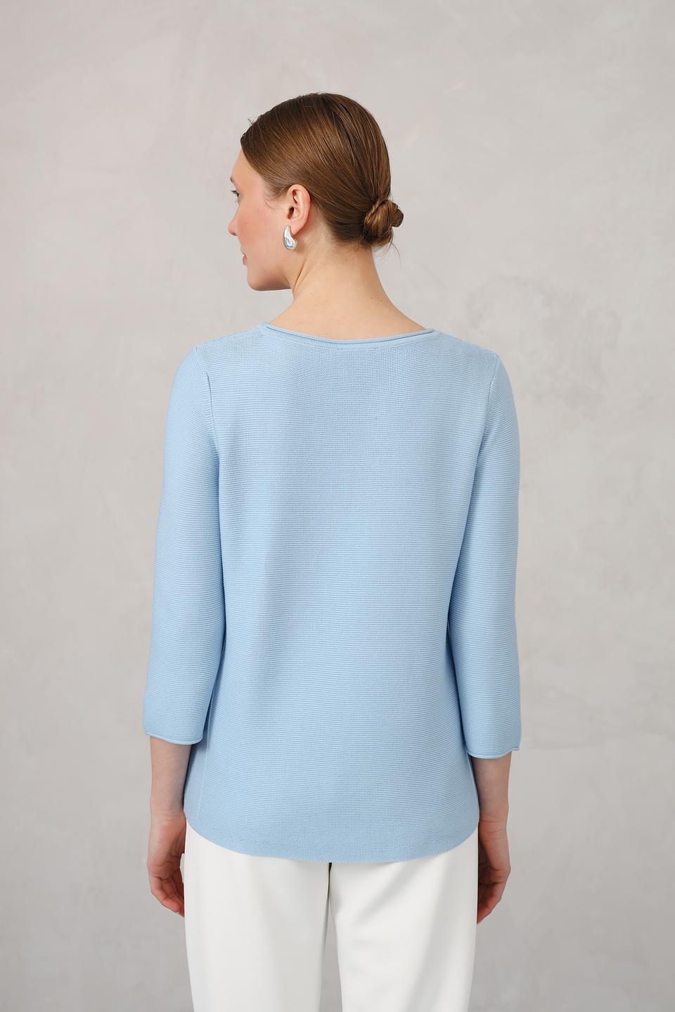 Пуловер Olsen голубой с рукавом 3/4