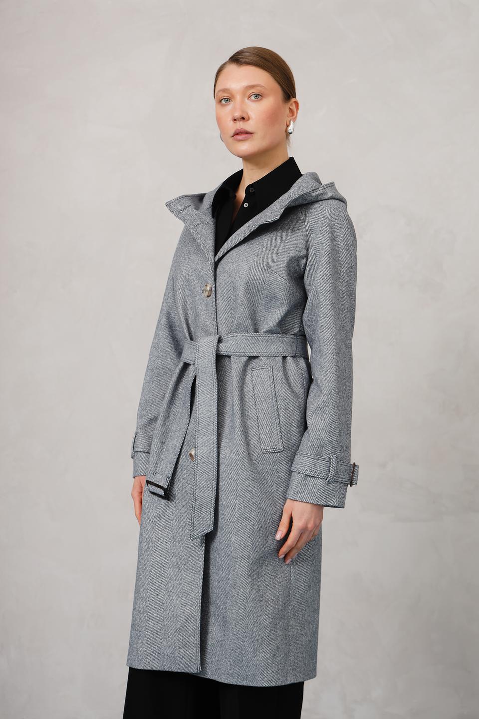 Пальто Electra style серое с капюшоном