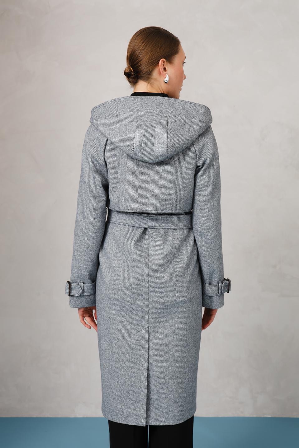 Пальто Electra style серое с капюшоном