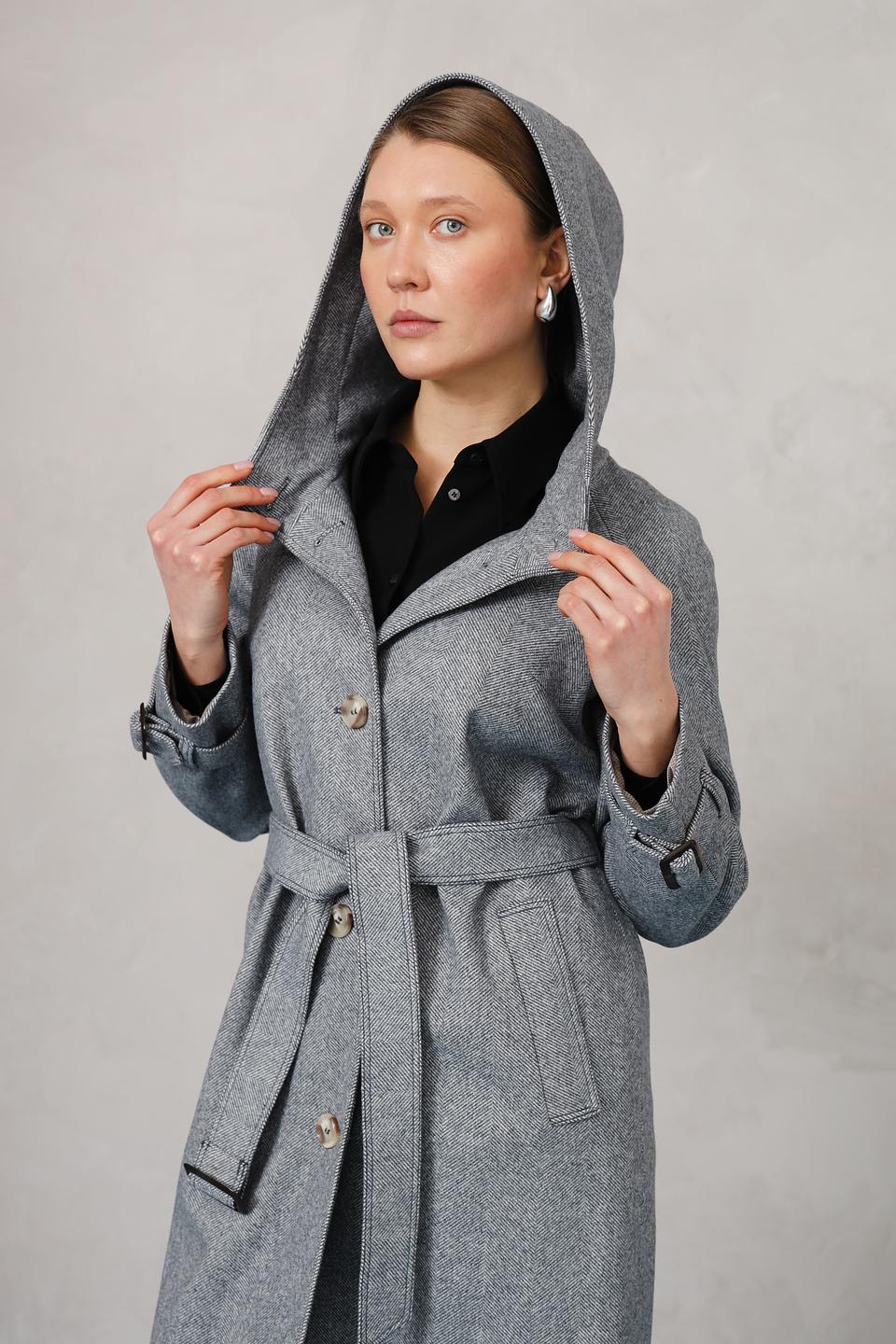 Пальто Electra style серое с капюшоном