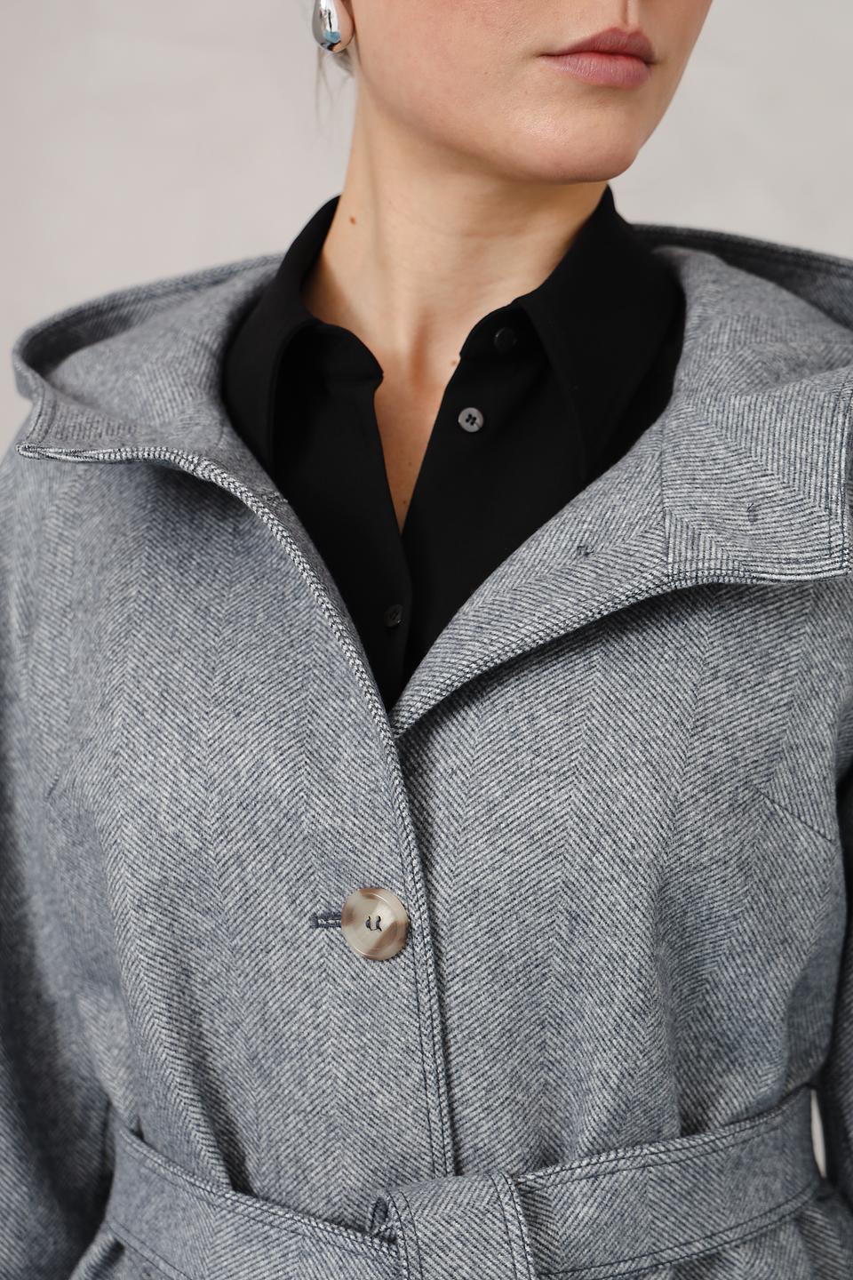 Пальто Electra style серое с капюшоном