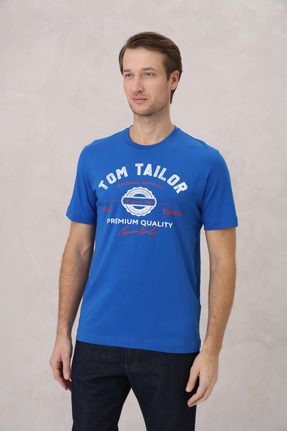 Футболка Tom Tailor синяя с логотипом