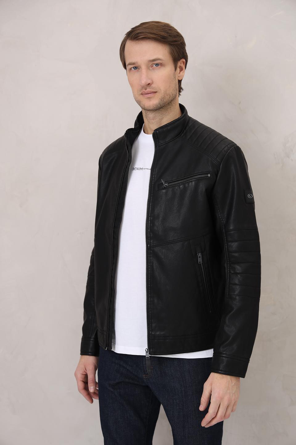 Куртка Tom Tailor кожаная чёрная