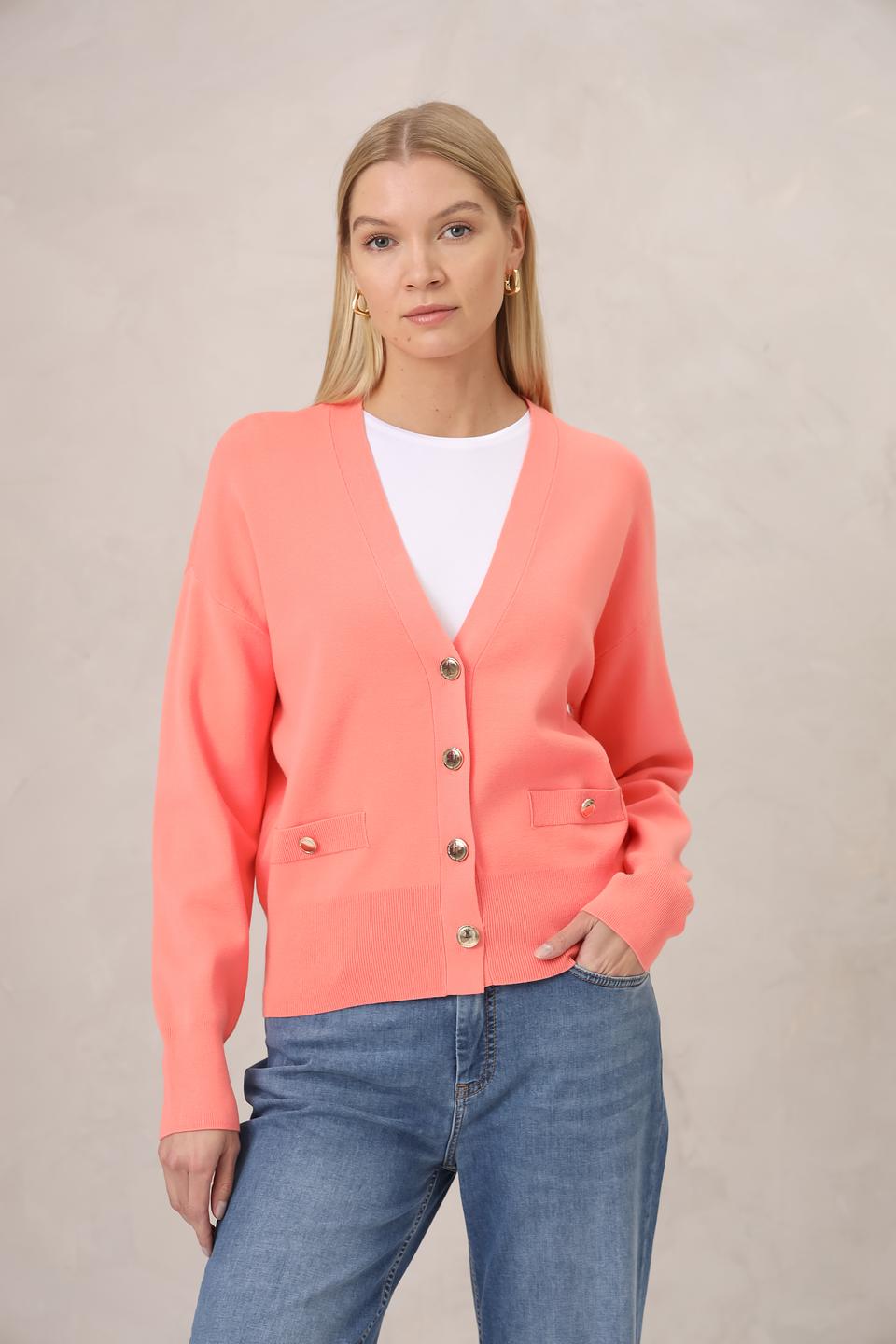 Кардиган Gerry Weber оранжевый с золотистыми пуговицами